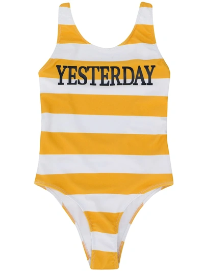Alberta Ferretti Kids' Striped Swimsuit In Yellow