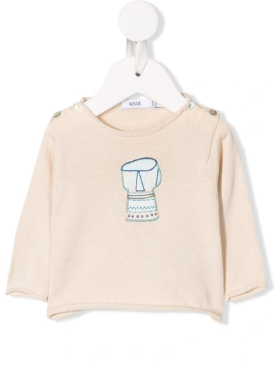 Knot Babies' Drum Knitted Jumper In Neutrals