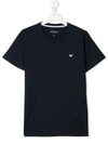 Emporio Armani Teen Round Neck T-shirt In Blue