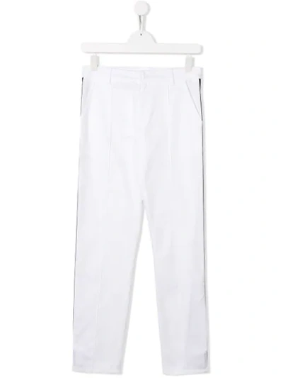 Gcds Kids' Side-stripe Tailored Trousers In Bianco