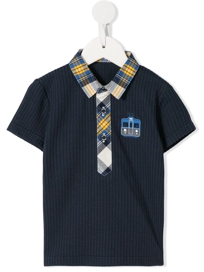 Familiar Kids' Ribbed Polo Shirt In Blue