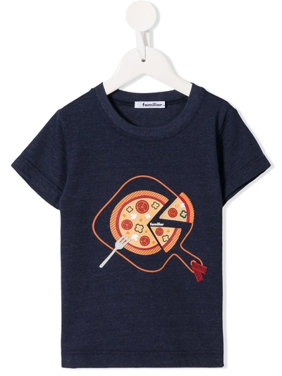 Familiar Kids' Pizza Print T-shirt In Blue