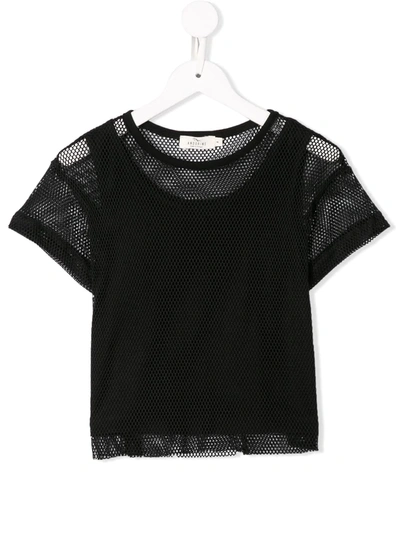 Andorine Kids' Layered Mesh T-shirt In Black