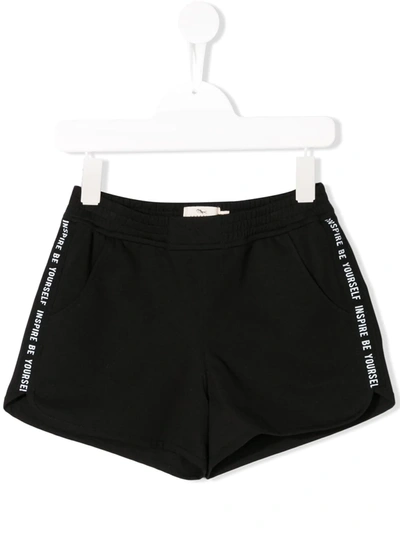 Andorine Kids' Side Stripe Running Shorts In Black