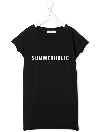 Andorine Kids' Printed T-shirt Dress In Black