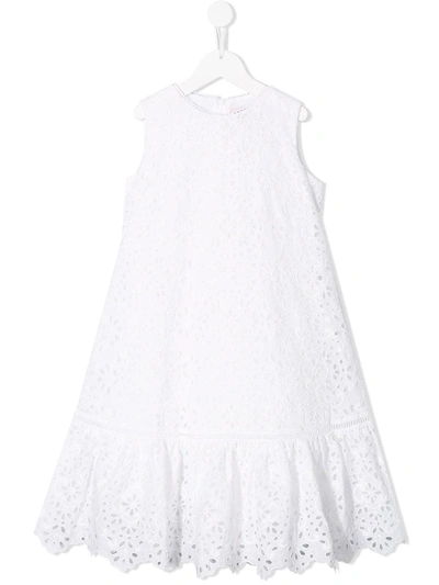 Alberta Ferretti Kids' Embroidered Special Occasion Dress In White