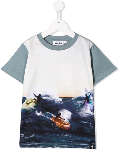 Molo Kids' Surf Print T-shirt In Blue