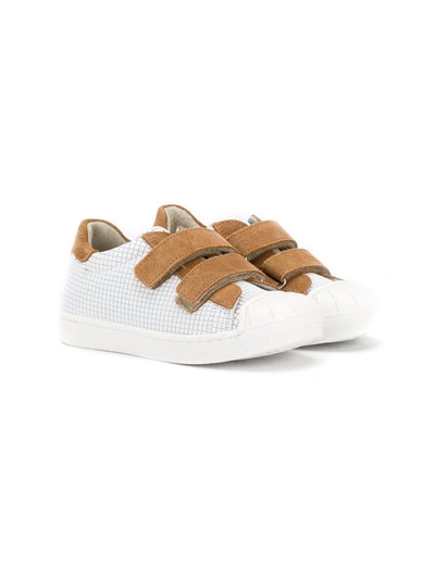 Pèpè Kids' Contrast Touch-strap Sneakers In White