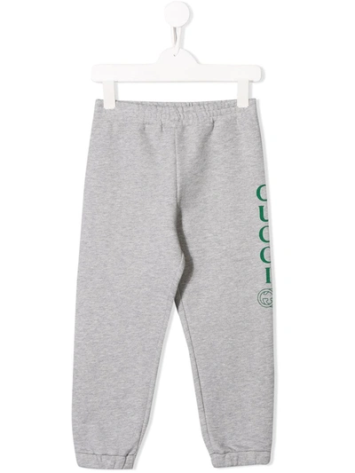 Gucci Kids' Logo Print Track Trousers In Grey