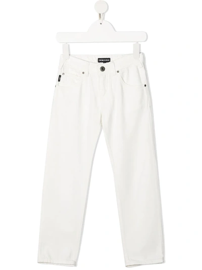 Emporio Armani Teen Classic Straight Leg Jeans In White