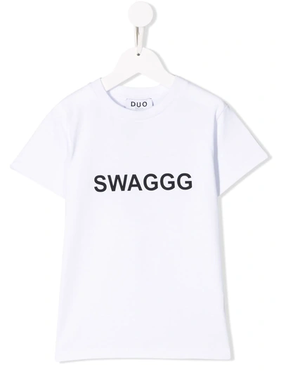 Duo Kids' Swaggg Print T-shirt In White
