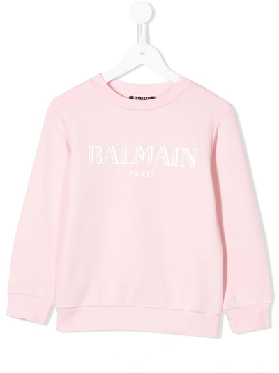 Balmain Teen Logo Print Sweatshirt In Pink