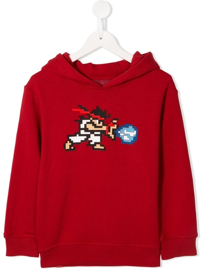 Mostly Heard Rarely Seen 8-bit Kids' Tiny White Warrior Hoodie In Red