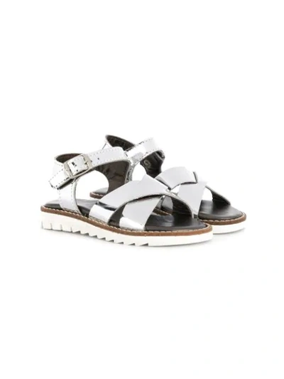 Pèpè Kids' Metallic Sandals In Grey