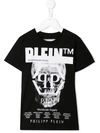 Philipp Plein Junior Kids' Skull Print T-shirt In Black