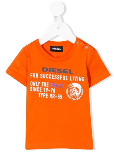 Diesel Babies' T-shirt Mit Grafischem Print In Orange