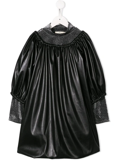 Andorine Kids' Oversized Faux-leather Dress In Black