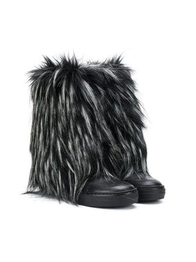 Andorine Kids' Faux Fur Boots In Black