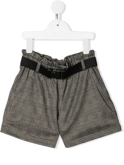 Andorine Kids' Check Print Shorts In Grey