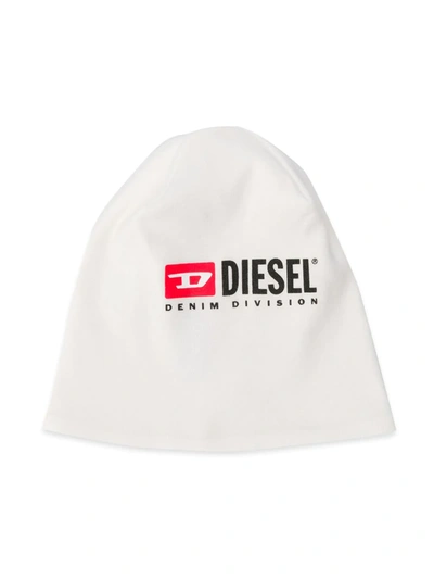 Diesel Babies' Logo Printed Beanie In White