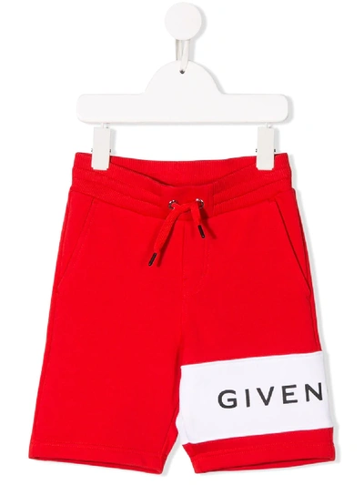 Givenchy Kids' Contrast Logo Shorts In Red