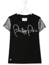 Philipp Plein Junior Kids' Signature Logo T-shirt In Black