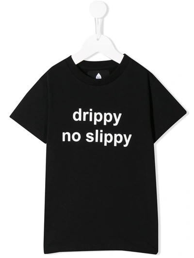 Duo Kids' Slogan Print T-shirt In Black