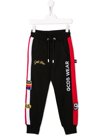 Gcds Kids' Logo Patch Jogging Trousers In Black