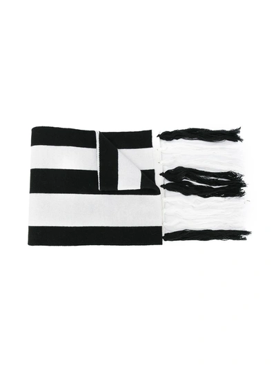 Gcds Kids' Striped Tassel Scarf In Black