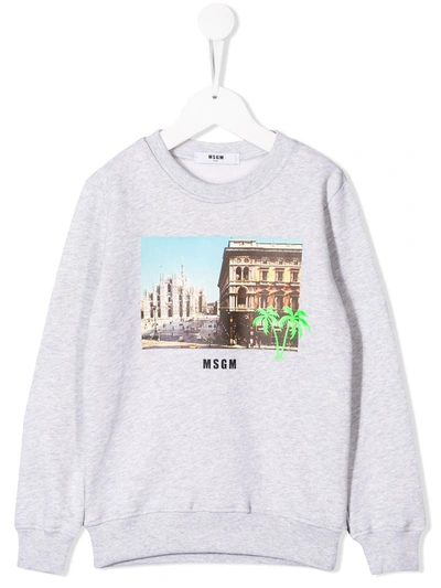 Msgm Kids' Contrast Logo Sweatshirt In Grey