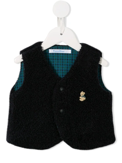 Familiar Babies' Shearling Waistcoat Style Jacket In Blue
