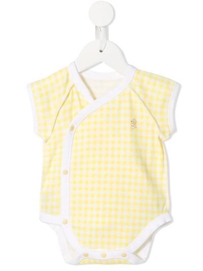 Familiar Babies' Gingham Check Logo Body In Yellow