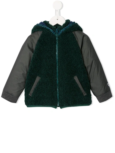 Familiar Kids' Dual Texture Zipped Jacket In Green