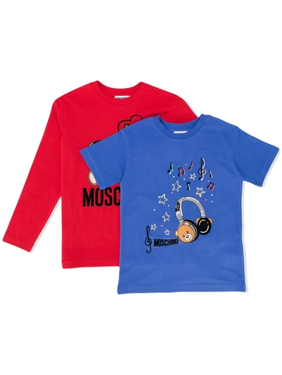 Moschino Kids' T-shirt-set Mit Logo In Red
