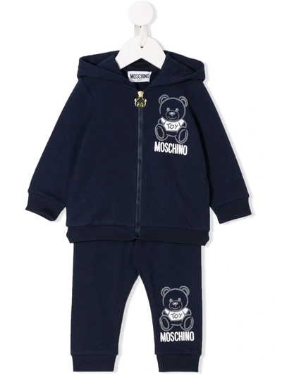Moschino Babies' Teddy Bear Print Tracksuit In Blue