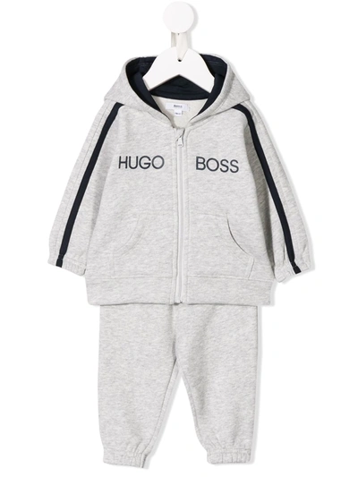 Hugo Boss Babies' Logo Tracksuit Set In Grey
