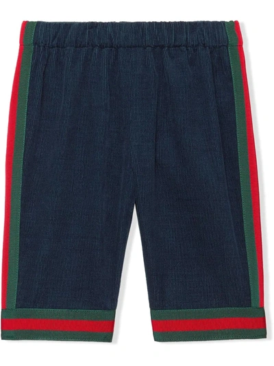 Gucci Babies' Webbed Corduroy Trousers In Blue
