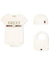 Gucci Logo Printed Babygrow Set In White