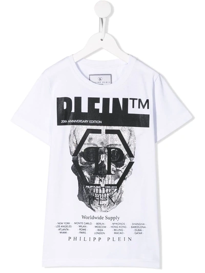 Philipp Plein Junior Kids' Skull Print T-shirt In White