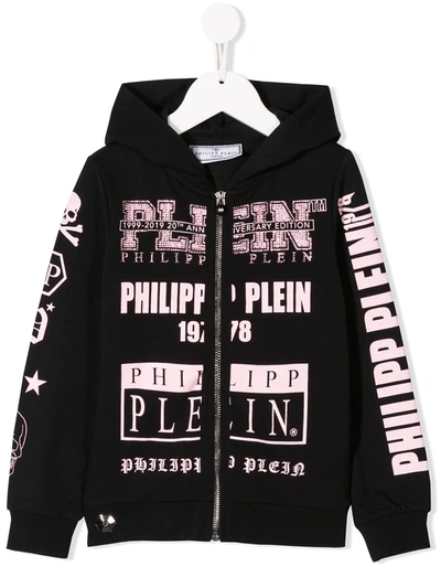 Philipp Plein Junior Kids' Hooded Sweat-jacket In Black