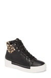 Cecelia New York Silow Platform Lace-up Sneaker In Black Leopard Leather