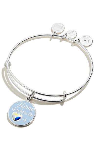 Alex And Ani Home Is Where The Heart Is Adjustable Wire Bangle In Shiny Silver