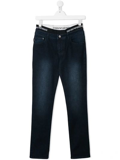 Emporio Armani Kids' Straight-leg Jeans In Blue