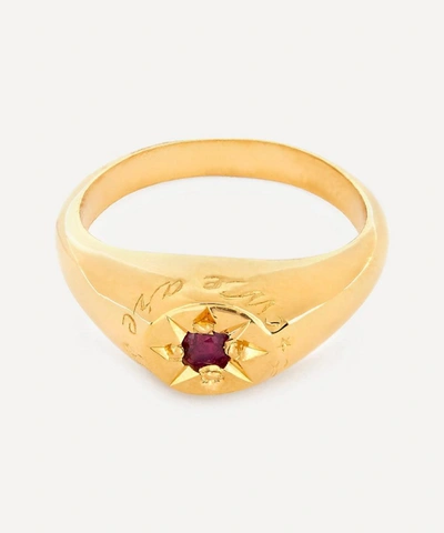 Alex Monroe Gold-plated Ruby Birthstone Ring