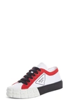 Prada Logo Sneaker In White/ Red