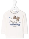 Monnalisa Babies' Hello Kitty Long-sleeved T-shirt In Neutrals