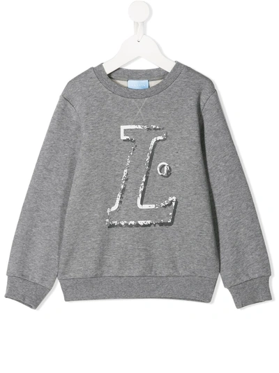 Lanvin Enfant Kids' Contrast Logo Sweatshirt In Grey