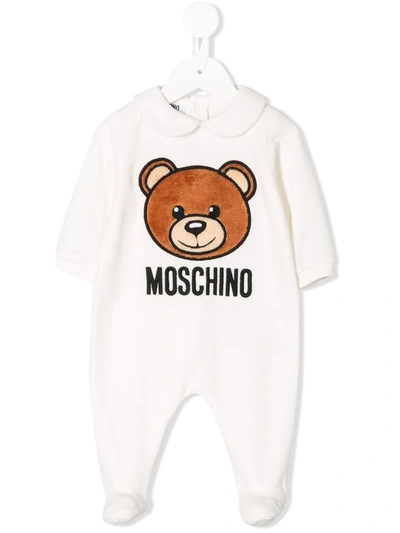 Moschino Babies' Bear Appliquéd Pyjamas In White