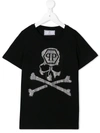Philipp Plein Junior Kids' Skull Logo T-shirt In Black