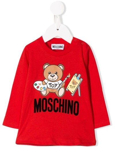 Moschino Babies' Bear Print T-shirt In Red